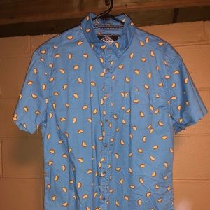 Blue button up taco shirt